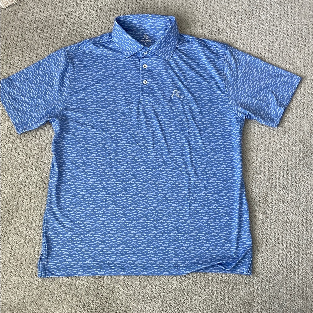 Rhoback NWOT Light Blue Patterned Polo Shirt